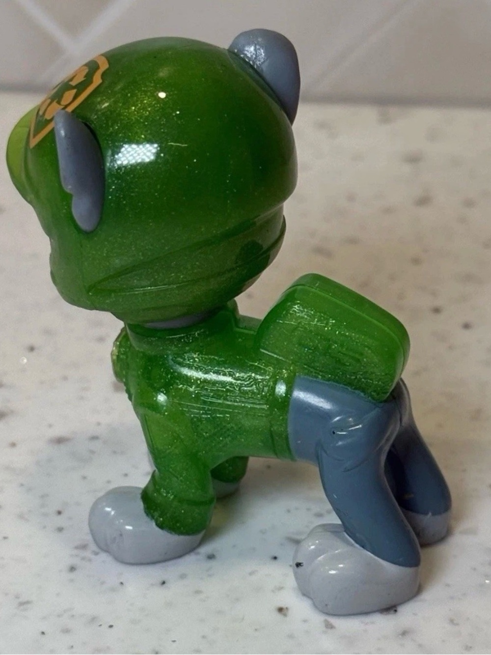 Paw Patrol Pup Squad Rescue Wheels Rocky Figure Rare Green Glittery 2.5 in - Picture 2 of 4